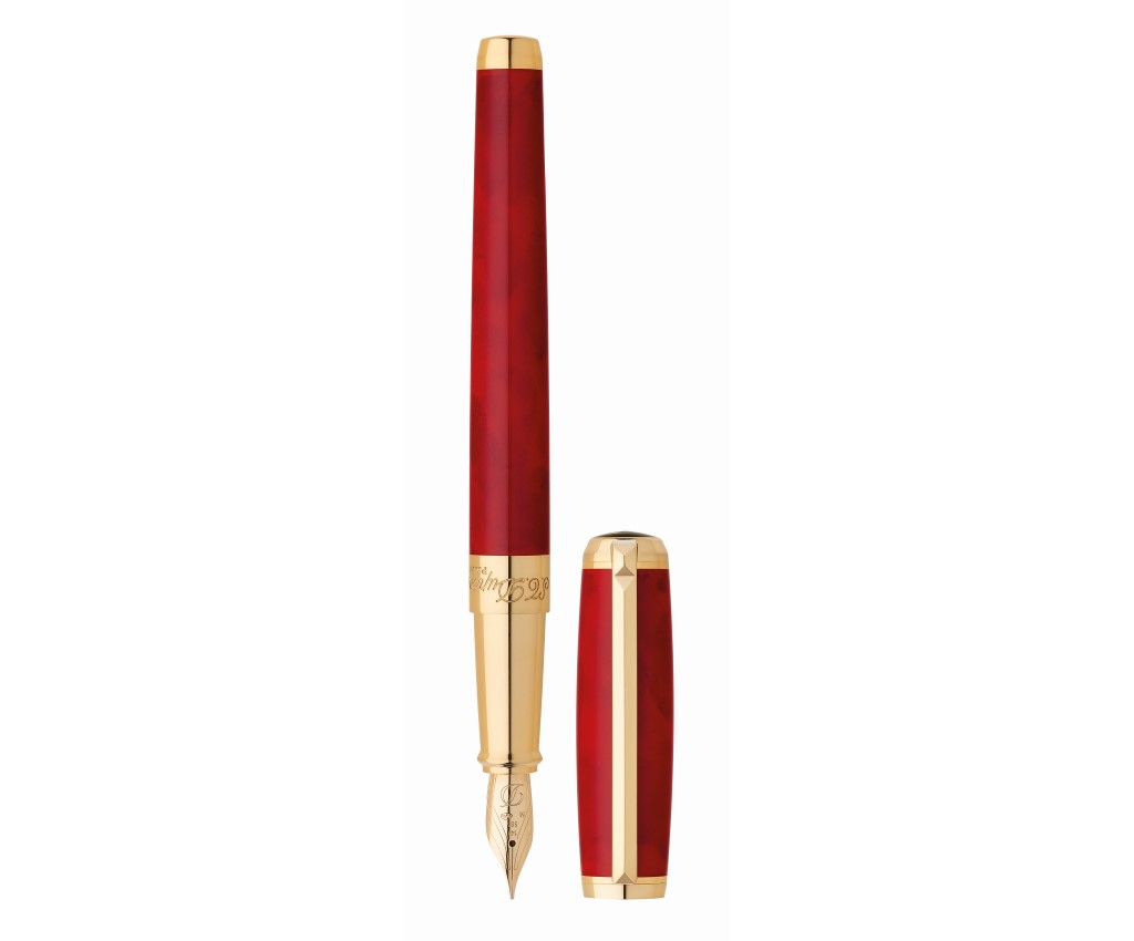 Line D Large Atelier Cherry Red Lacquer Yellow Gold Fountain Pen